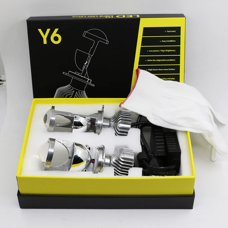 YAMYFF H4 светодиодный мини-проектор, объектив для фар, Би-светодиодный 12 в 5500 к автомобильный налобный фонарь, модифицированный, высокий, низкий свет, светодиодный, набор для автоматического преобразования