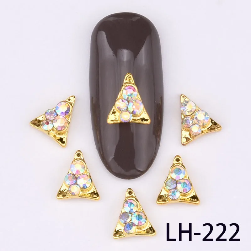 LH-222 10 шт Стразы стеклянный драгоценный камень 3d-украшения для ногтей, сплав капли воды Снежинка крест талисманы, ногти гламурный гвоздь Su LH214-225 - Цвет: LH-222