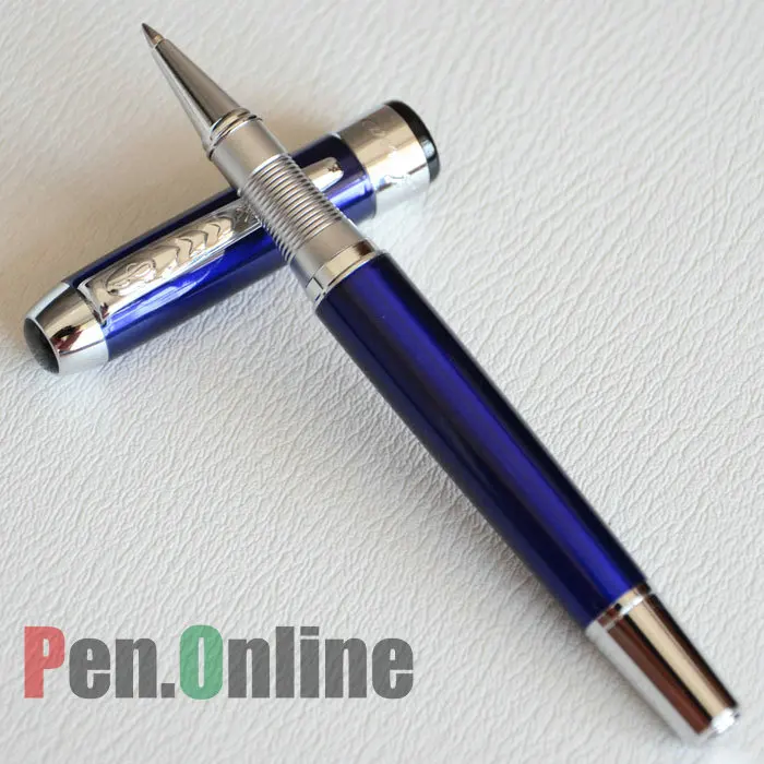 Шариковая ручка JINHAO 250 эксклюзивная темно синяя серебристая отделка и зажим|roller