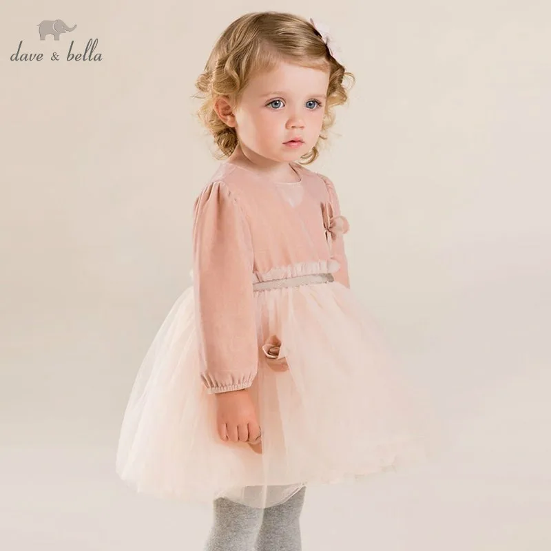 DB4102 dave bella autumn baby girl fairy princess dress wedding birthday lace girls costumes flower appliques | Детская одежда и