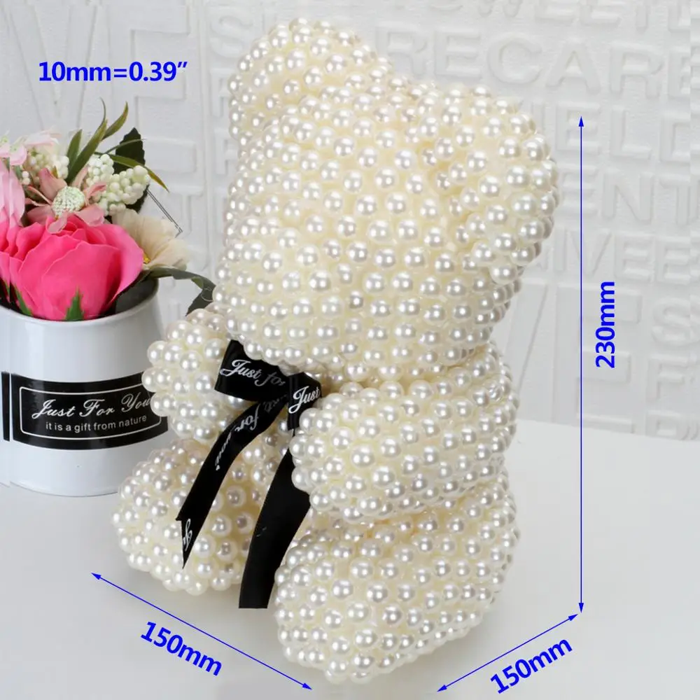 

23cm 3D Foam Bear Modeling Imitation Pearl Handmade Craft Gift Christmas Valentine's Day Wedding Home Decoration