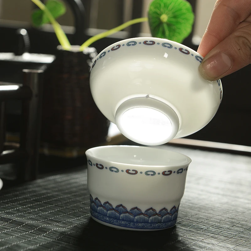 Высококачественный чайный набор кунг фу 10 шт. керамическая чашка для чая сине