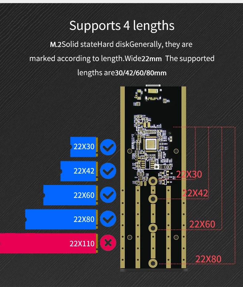 NVME& NGFF M.2 корпус ssd type-c порт тепловыделения алюминиевый ssd высокоскоростной корпус для жесткого диска