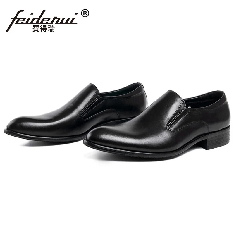Pointed Toe Slip on Man Casual Shoes Genuine Leather Male Bridal Office Loafers Luxury Brand Designer Men's Wedding Flats DK88 | Обувь