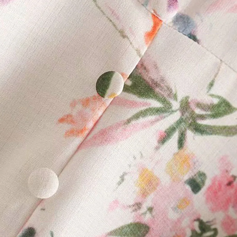 Женское платье до середины икры с цветочным принтом милое плиссированное