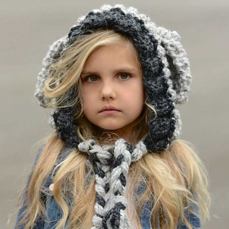 Вязаная крючком Детская зимняя шапка из ягненка ручной работы Толстая теплая
