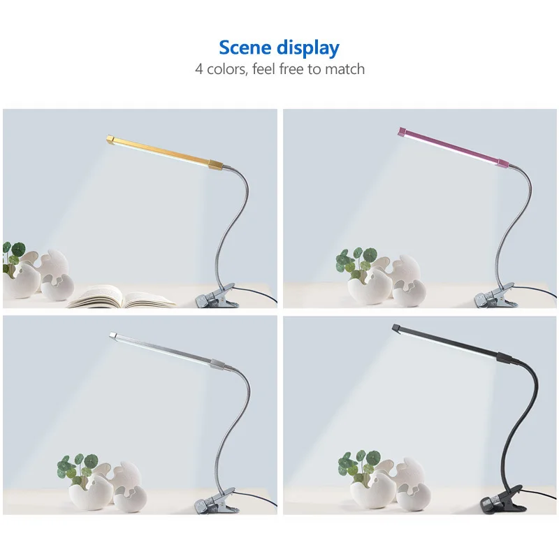 Светодиодный USB светильник с зажимом Гибкая Настольная лампа для чтения