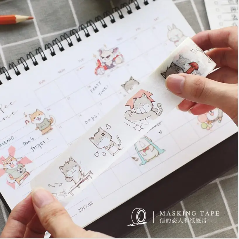 30 мм * 7 м Crazy animal Series Cat Rabbit Hamst японские DIY декоративные ленты для альбома Детские