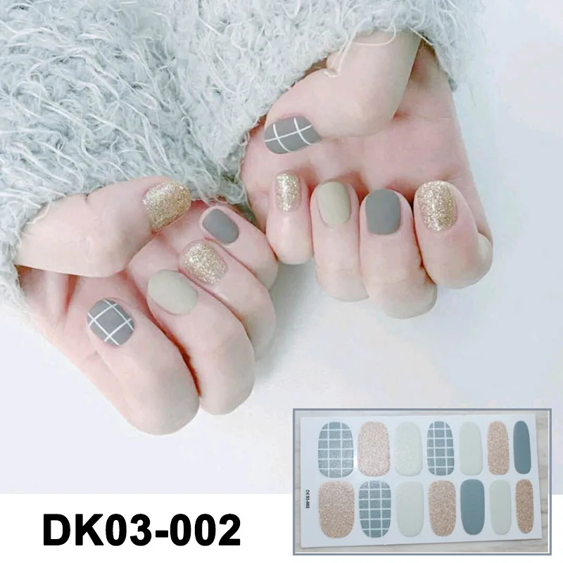 DK03-002 14 шт/лист матовые наклейки для ногтей DIY водонепроницаемые украшения для ногтей- MS - Цвет: DK03-002