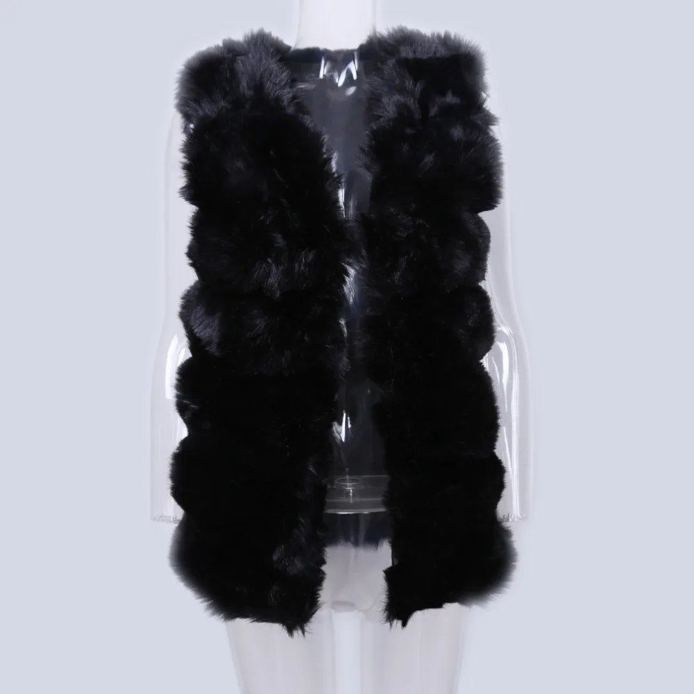 Зимний теплый жилет высокое качество меховой пальто роскошный искусственный