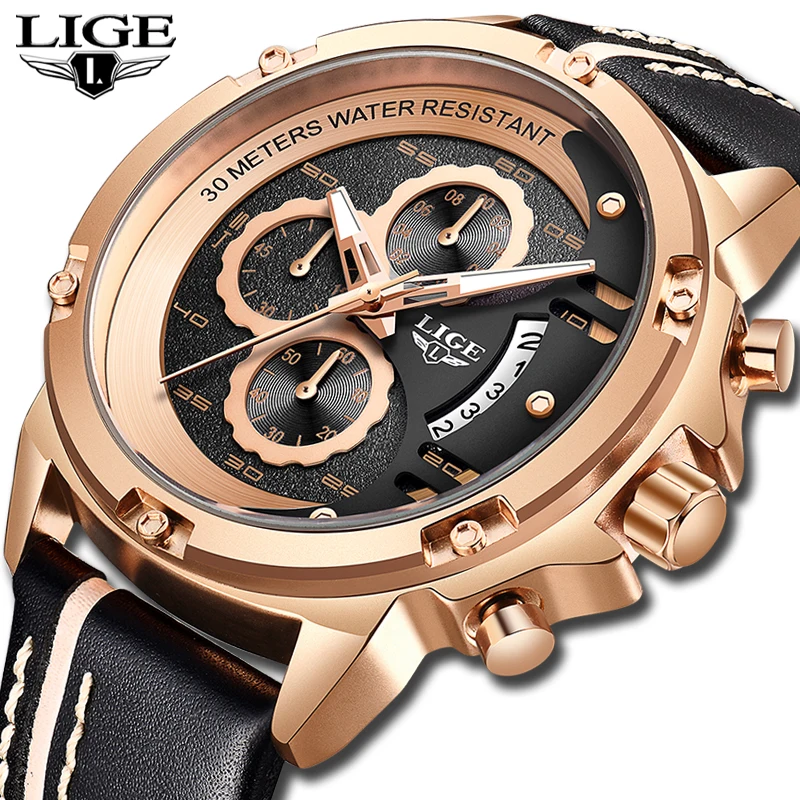 Новые креативные спортивные часы LIGE мужские Модные брендовые водонепроницаемые