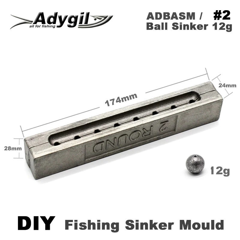 Adygil DIY рыболовный шар грузило плесень ADBASM/#2 шариковый грузило 12 г 8 полостей