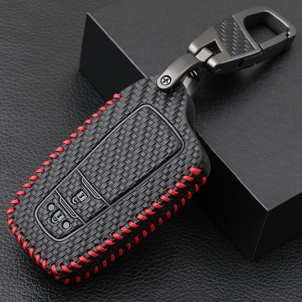 Кожаный чехол для дистанционного ключа автомобиля из углеродного волокна Toyota CHR C