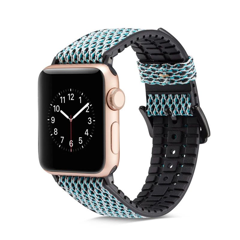 Ремешок силиконовый и кожаный для apple watch band 44 мм 42 38 40 водонепроницаемый