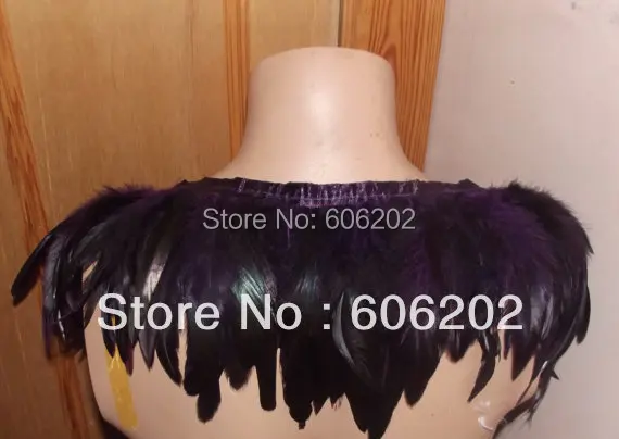 Ожерелье с перьями и цепочками спереди в горошек подвески острыми выступами 6