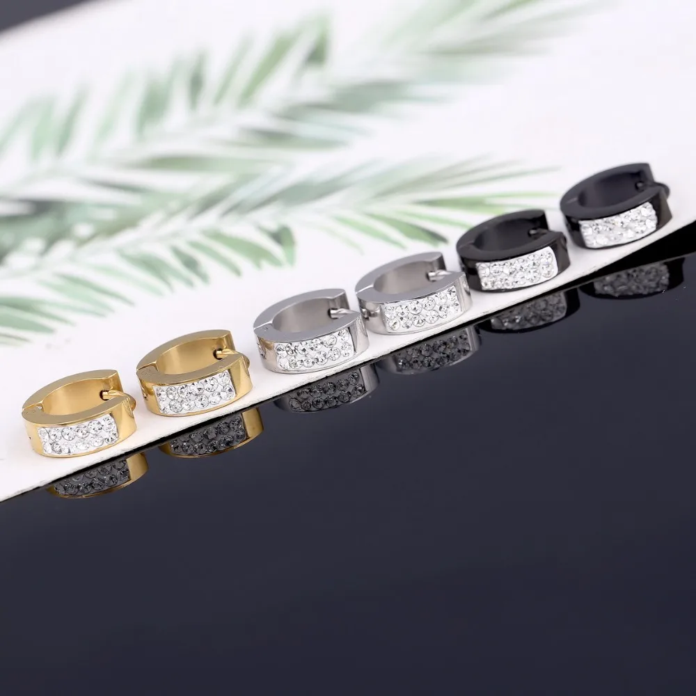 Серьги гвоздики из нержавеющей стали с овальными кристаллами 4 мм х 1 см|crystal stud