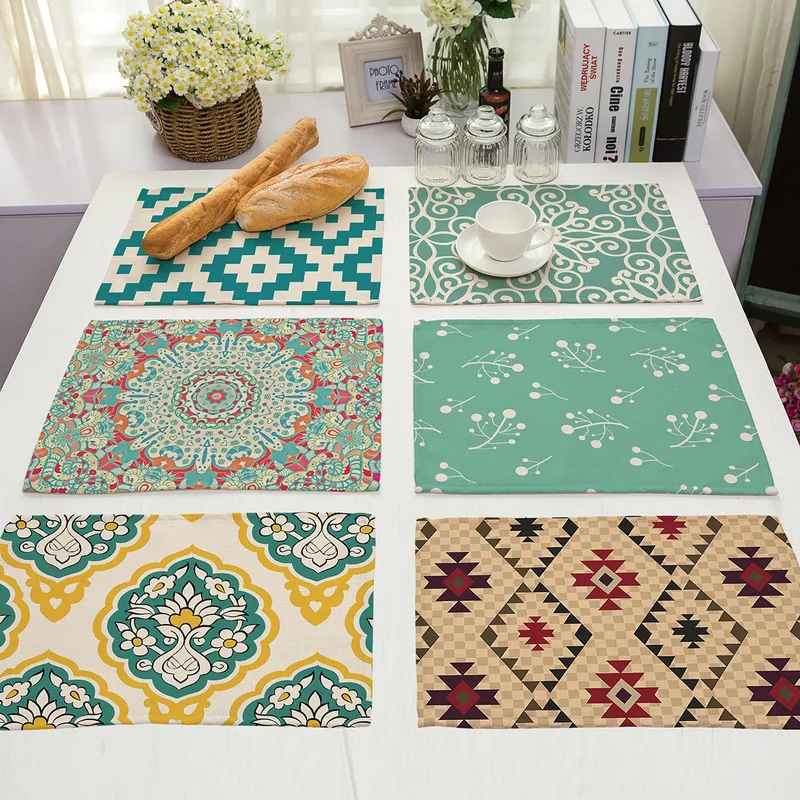 Geometric Art Patterns Pattern Placemats for Kitchen Table Cotton Linen Mats Dining Western Food Mat | Дом и сад