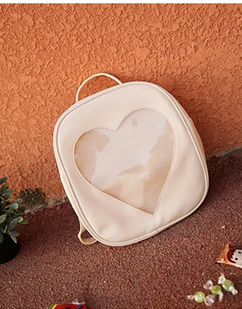 Для женщин рюкзак DIY милые, прозрачные «любящее сердце» Форма рюкзаки школьные сумки Харадзюку рюкзаки для девочек-подростков для девочек прекрасный ITA сумка - Цвет: Beige