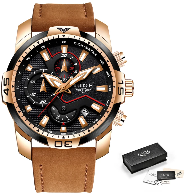 

Relogio Masculino 2019 LIGE Mens Watches Top Brand Luxury Men's Military Sports Watch Men Casual Leather Waterproof Quartz Clock