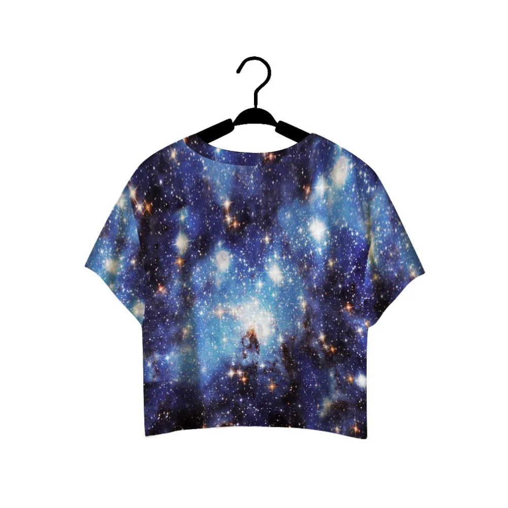 Женский укороченный топ с 3D принтом голубой Повседневный коротким рукавом и