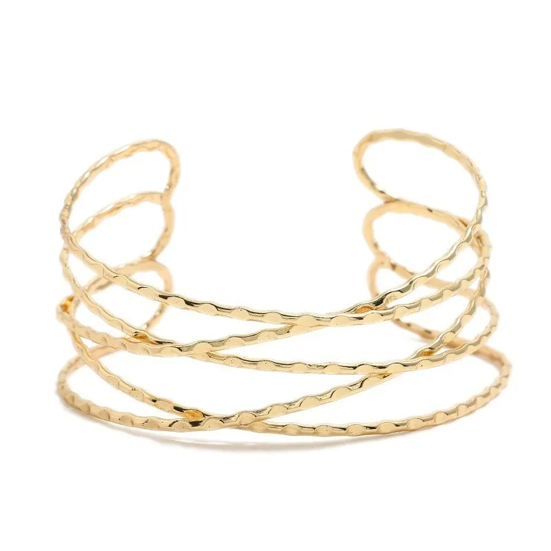 sz12gold Модные простые манжеты браслеты для женщин Новое Элегантное золотистое, с разрезом браслет бразильский Mujer - Окраска металла: sz12gold