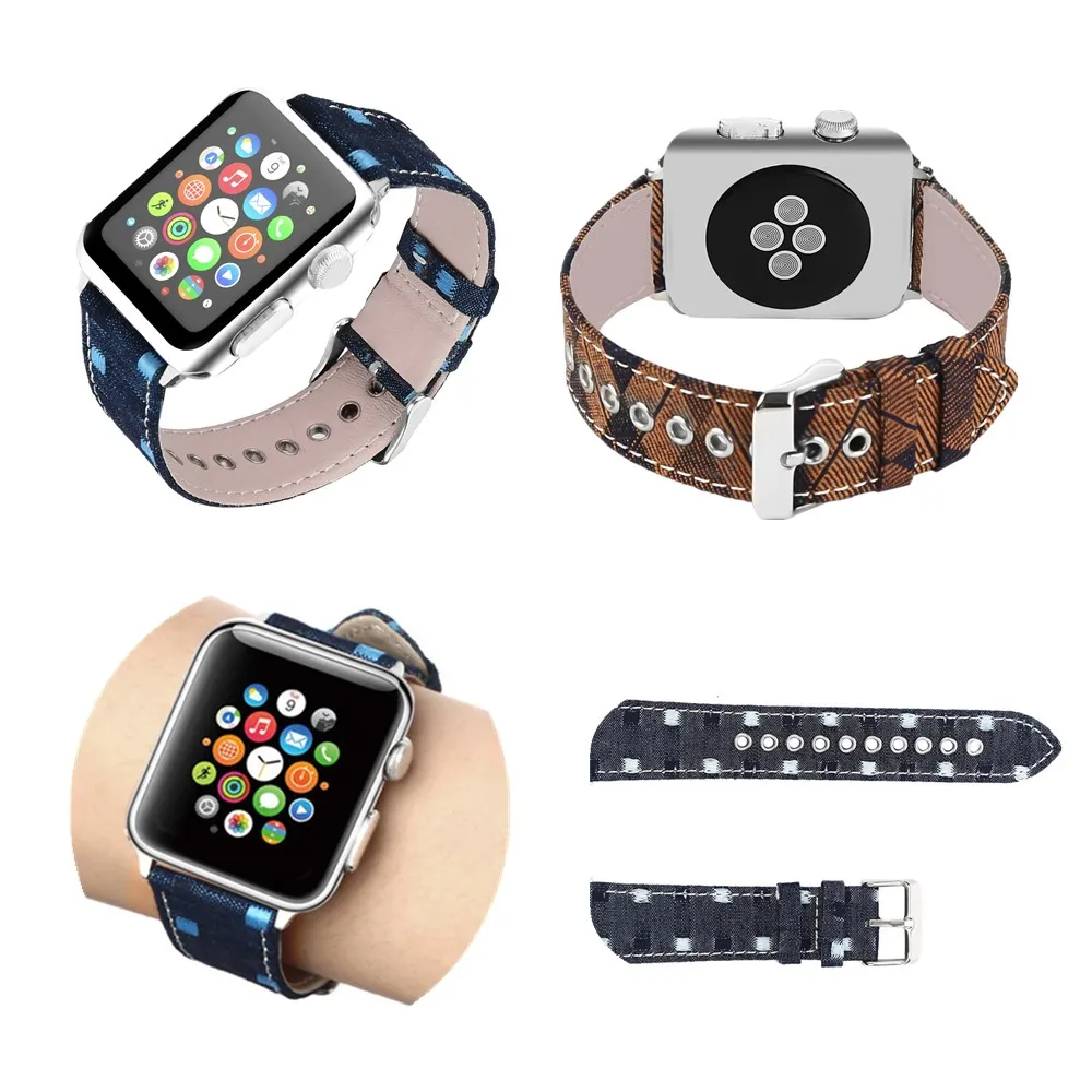 Кожаные ковбойские ремешок для наручных часов apple watch серии 1/2/3/4 мужчин и женщин