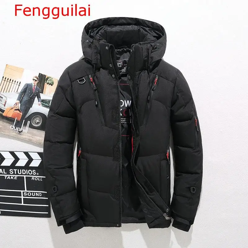 

Men Coat 2019 Winter Jacket Hooded Thick Warm Duck Down Parka Coat Casual Slim Down Mens Overcoat Many Pockets
