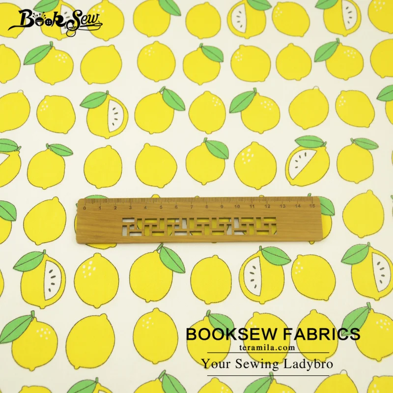 Booksew хлопок саржа Ткань желтых лимонов Дизайн Вышивание ткань кровать Лист квилтинга Tecido для DIY Лоскутная Скрапбукинг