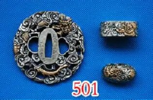 501 Винтажные резные медные латунные защитные Tsuba Fuchi Кашира фитинг японские мечи вакидзаси самурайский меч катана нож - Цвет: 501