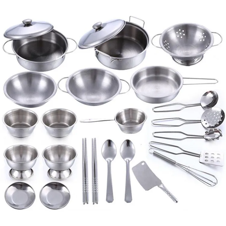 25pcs Милые ролевые игры мини-кухня модель игрушки резка фрукты овощи Кухня из нержавеющей стали Дом играть игрушки дети подарок на день рождения - Цвет: 25pcs