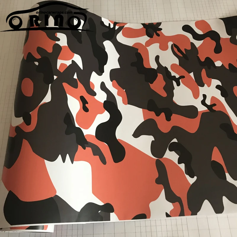 

50x150/200/300/500CM Black Orange Camouflage Vinyl Film Camo Car Wrap Air Bubble Adhesive PVC Scooter Motorcycle Sticker Decal
