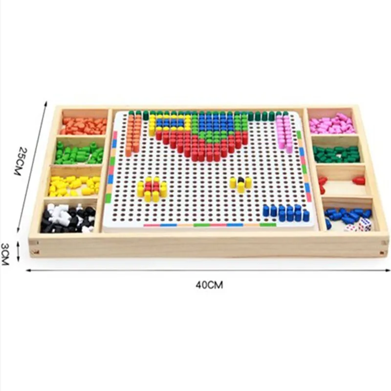 

Montessori Educational Wooden Toys for Children Mushroom Nail Combination Spell Board Toy Multi-functional Wisdom Platter