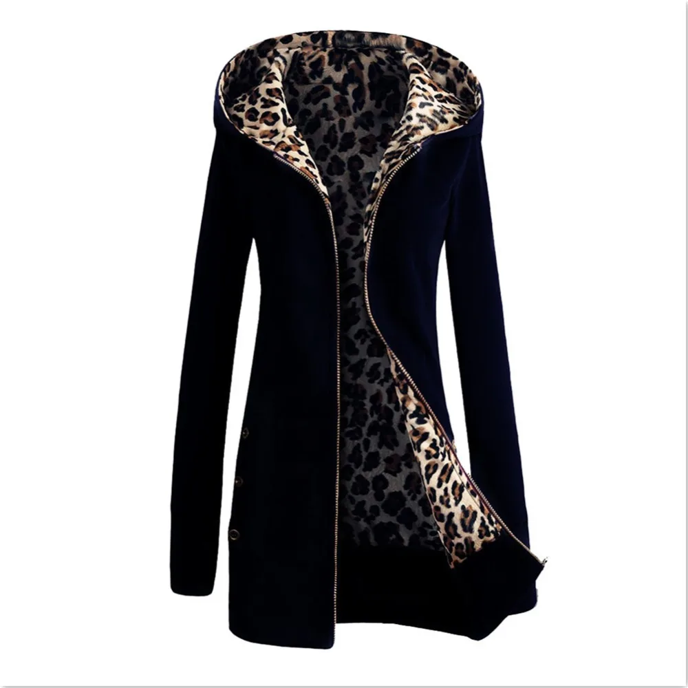 Qiaosite зимняя утепленная хлопковая куртка для женщин леопардовая кашемировая