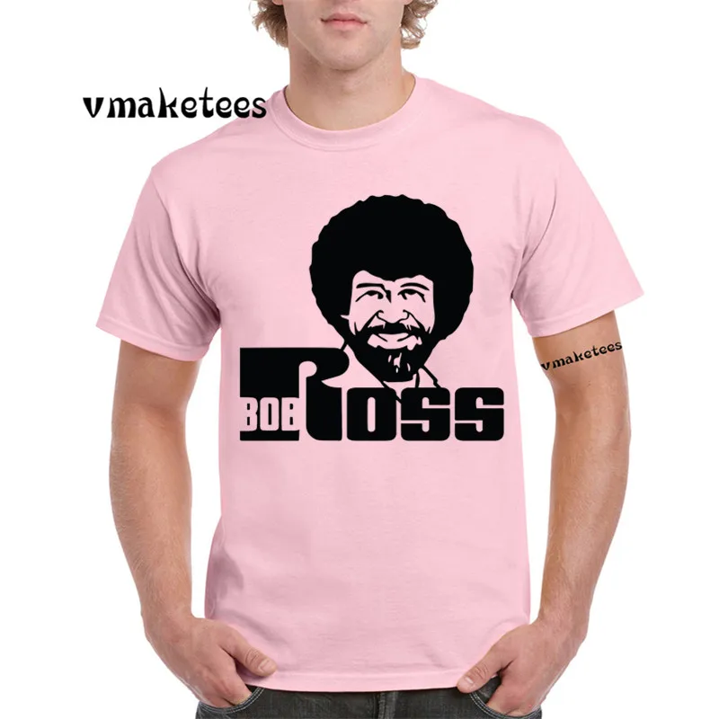Bob Ross принт: Счастливые деревья модная футболка Летняя повседневная с круглым
