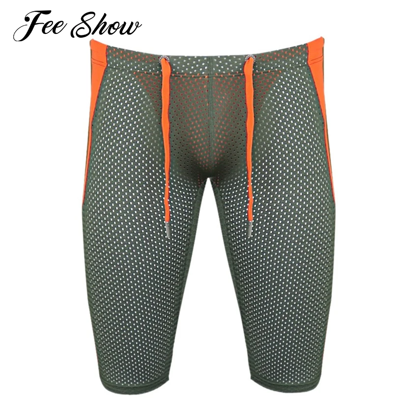 Сексуальные мужские шорты эластичные облегающие для фитнеса тренировок