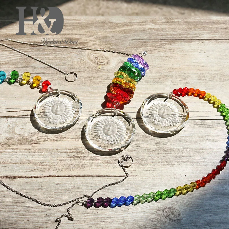H& D ручная работа Хрустальная стеклянная подвеска в виде солнца чакра Suncatcher кристалл Радуга производитель подарок в упаковке(восьмиугольник стиль