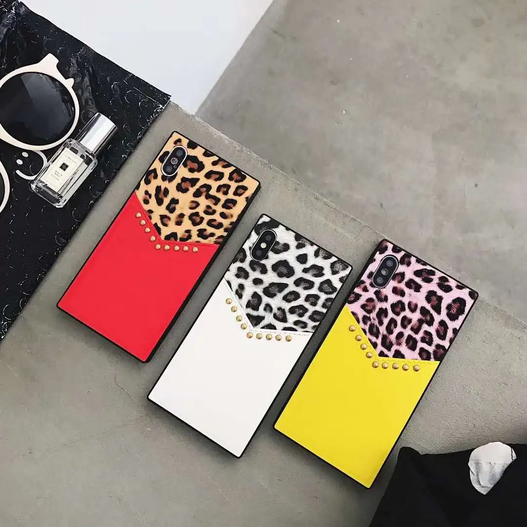 Модные леопардовые печати заклепки чехол для телефона iPhone 6 6plus 6S 6splus 7 плюс 8 X
