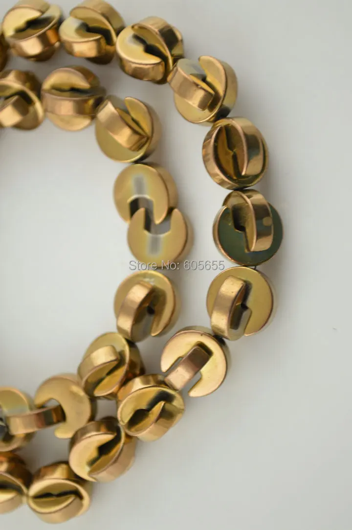 Позолоченные бусины 10 мм в форме пакмана из гематита подходят для