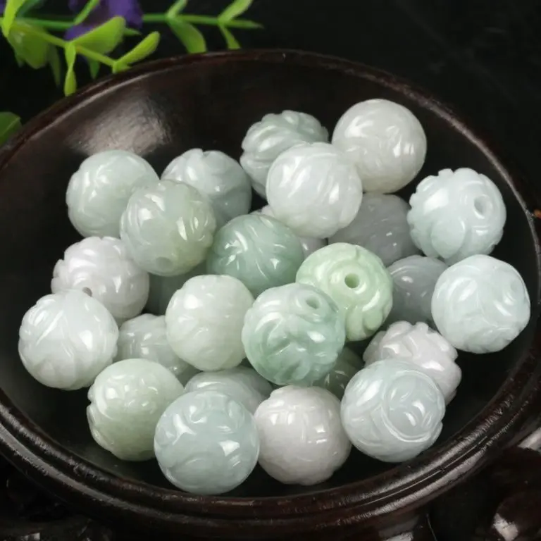 

20pcs Chinese Natural A Grade Jadeite Carved Coin Loose Beads Wholesale