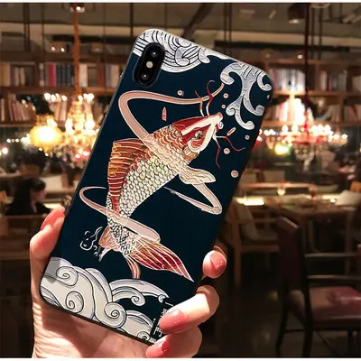 139 Аниме Дракон телефон Fundas для iphone XR X 11 pro max чехол 3D Koi Luck Emboss Coque для iphone 7 8 6 6s Plus XS MAX силиконовый чехол - Цвет: 139