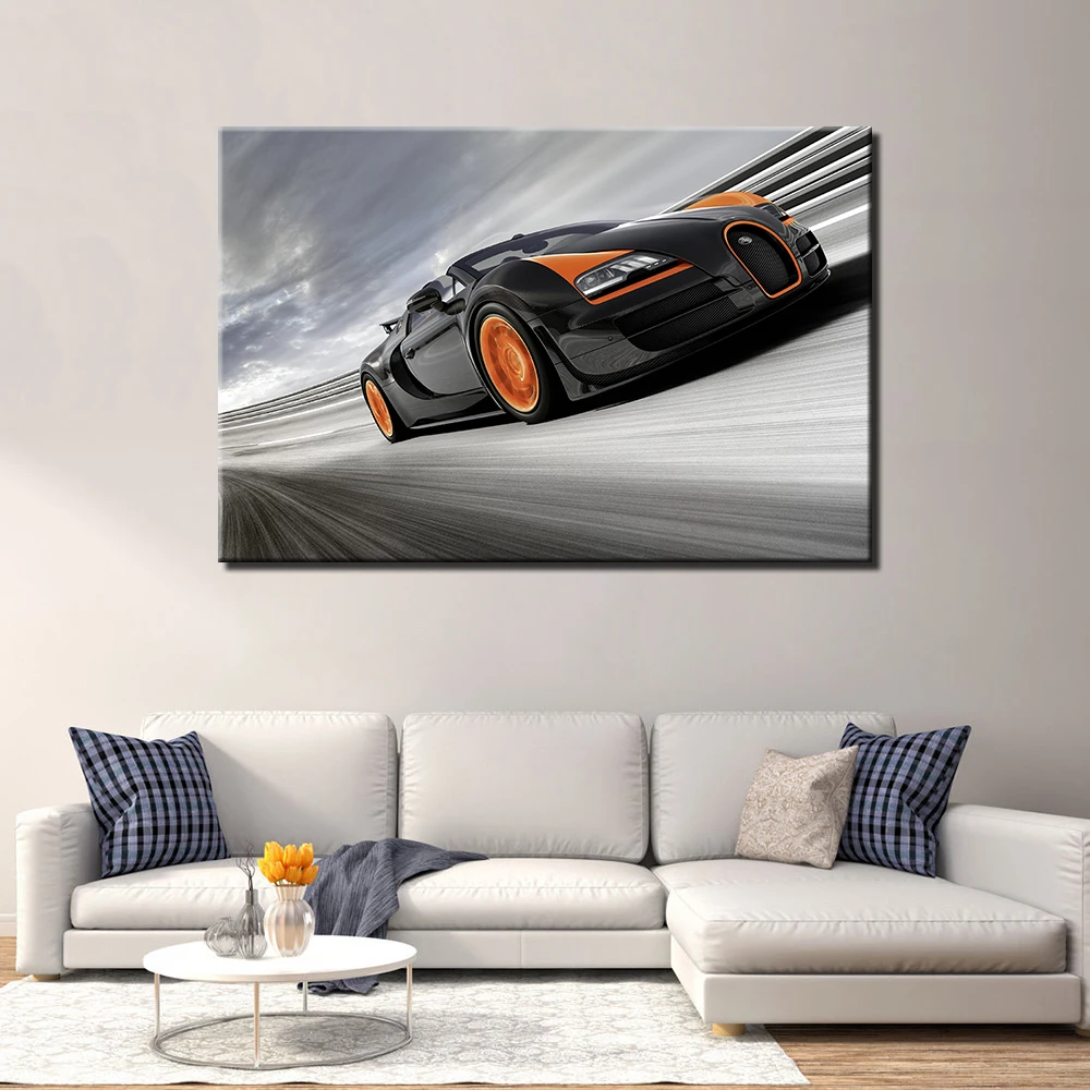 Художественное украшение стены Bugatti Veyron супер автомобиль постер печать на холсте