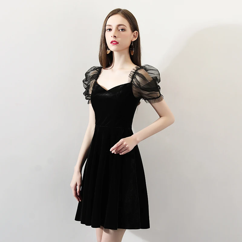 Короткое вечернее платье для женщин, элегантное черное платье, Vestido Soiree, летние Коктейльные платья, вечерние платья TS665