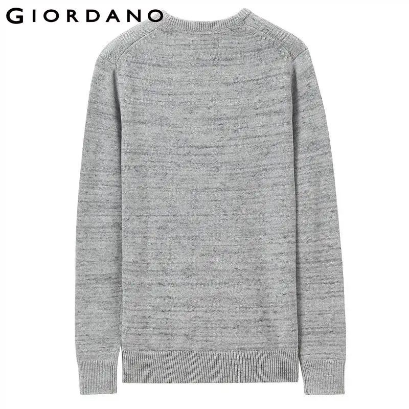 Giordano мужской вязаный пуловер с круглым воротом и длинными рукавами, имеет три варианта окраса и широкий размерный ряд