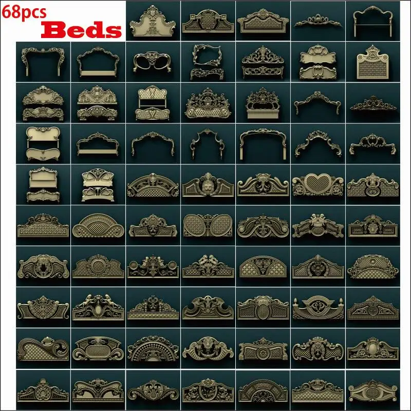 

68pcs bed 3d STL модель, рельеф для ЧПУ маршрутизатора Aspire Artcam _ bed Set