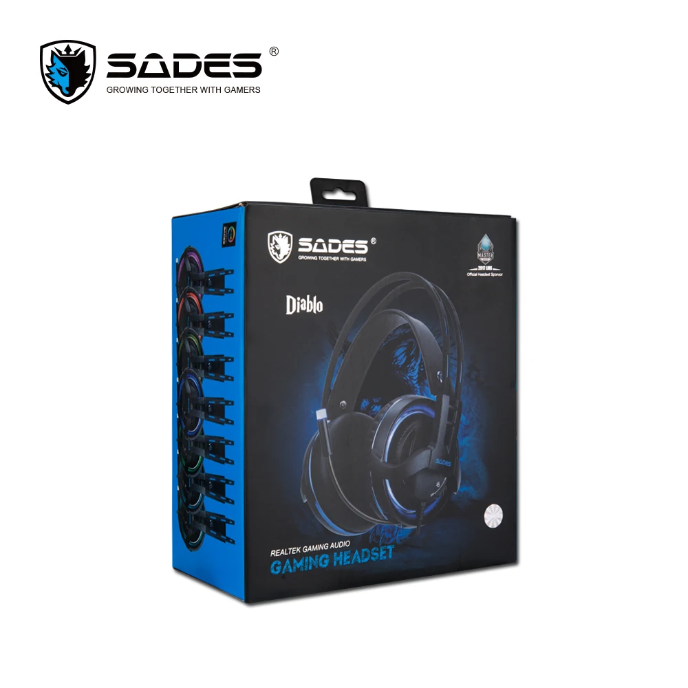 Игровые наушники SADES с эффектом Realtek RGB подсветкой выдвижным микрофоном|Наушники