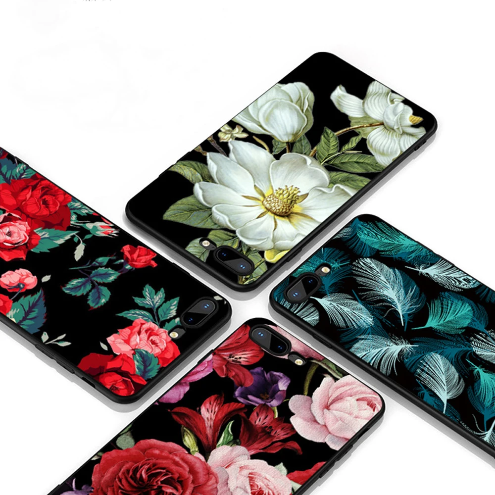 Eqvvol Fashion Flower Pattern Phone Case For iPhone X 7 6 6s Plus Water stickers series Soft TPU Cases 10 Cover Shell | Мобильные