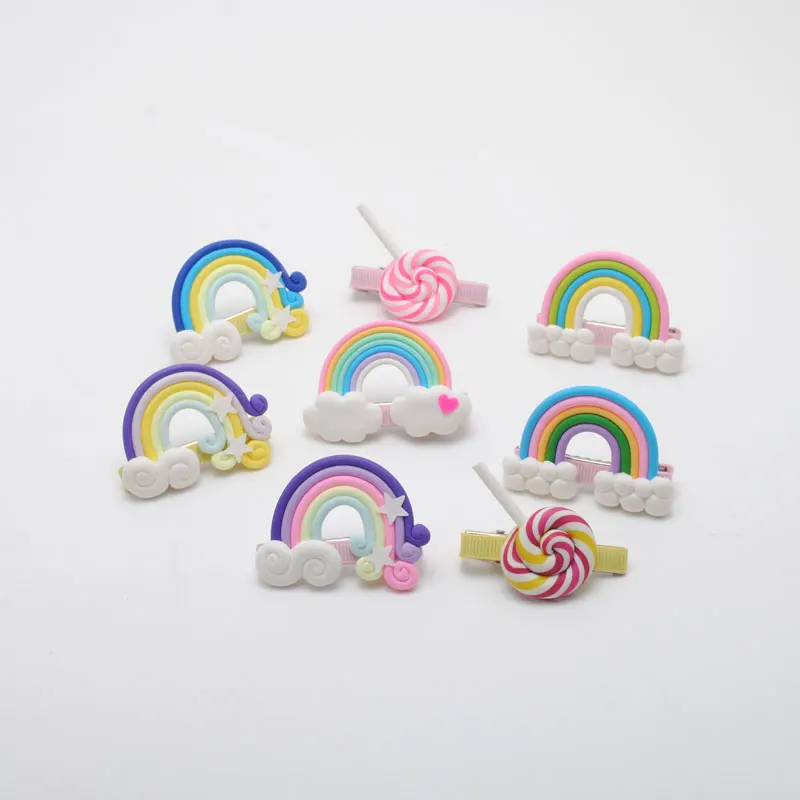 1 шт. аксессуары для волос заколки в летнем стиле модная Радужная Заколка-леденец