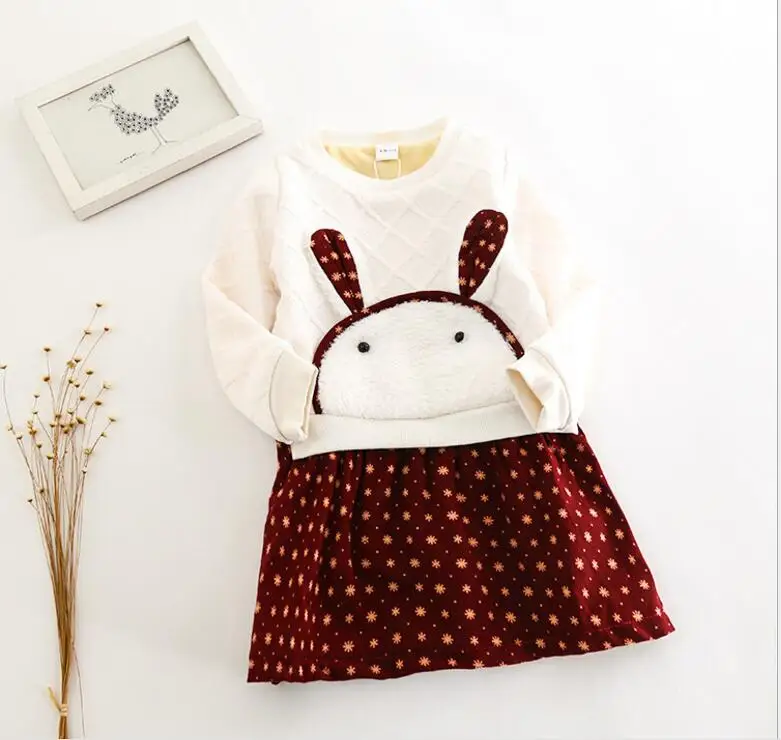 2018 autumn and winter new wave of lovely cute princess dress rabbit girl super soft child children's clothing | Детская одежда и
