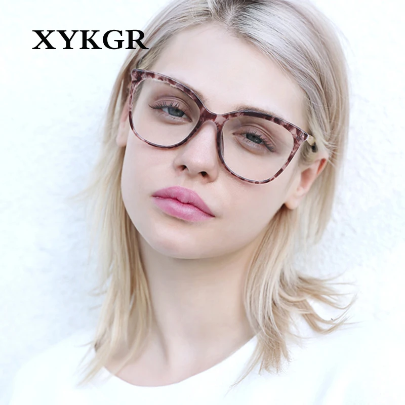XYKGR модные новые женские оптические компьютерные трендовые очки оправа ретро кошачий глаз металл ацетат плоские зеркальные очки для мужчин и женщин