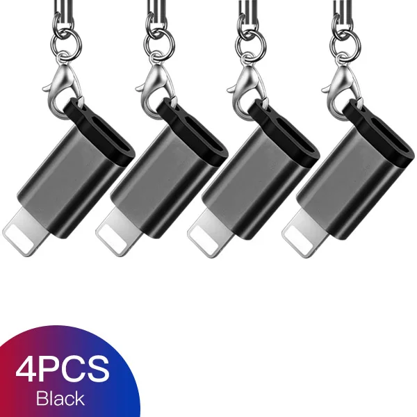 4PC Black ACCEZZ OTG адаптер Micro USB на 8 Pin Освещение для iphone X XS MAX XR 7 8 6S 6 Plus телефон синхронизация данных зарядное устройство конвертер разъем - Цвет: 4PC Black